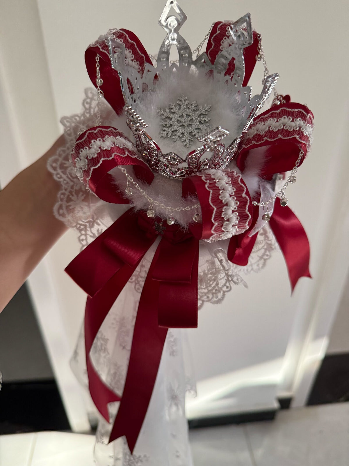 Red Crown Mini Hat with Chain