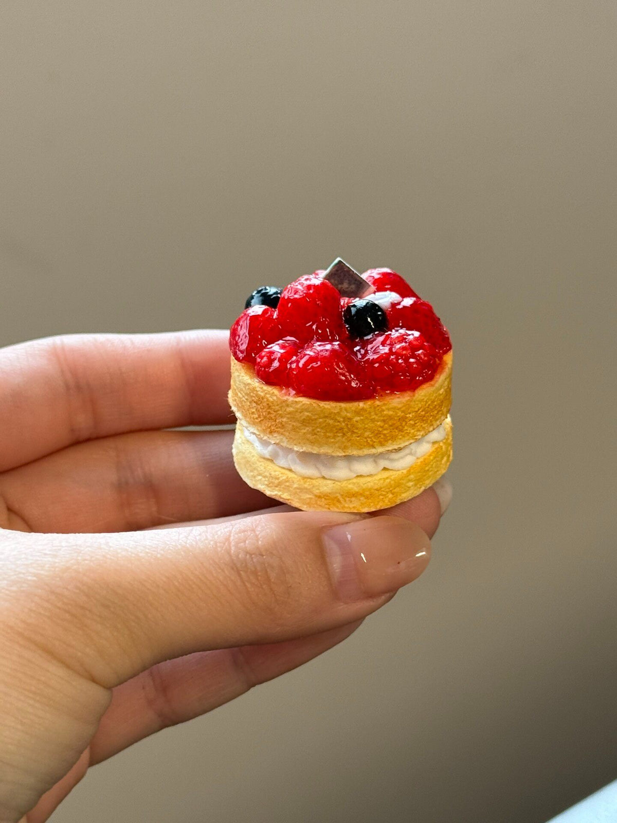 Clay Berry Cake Miniature Pendant
