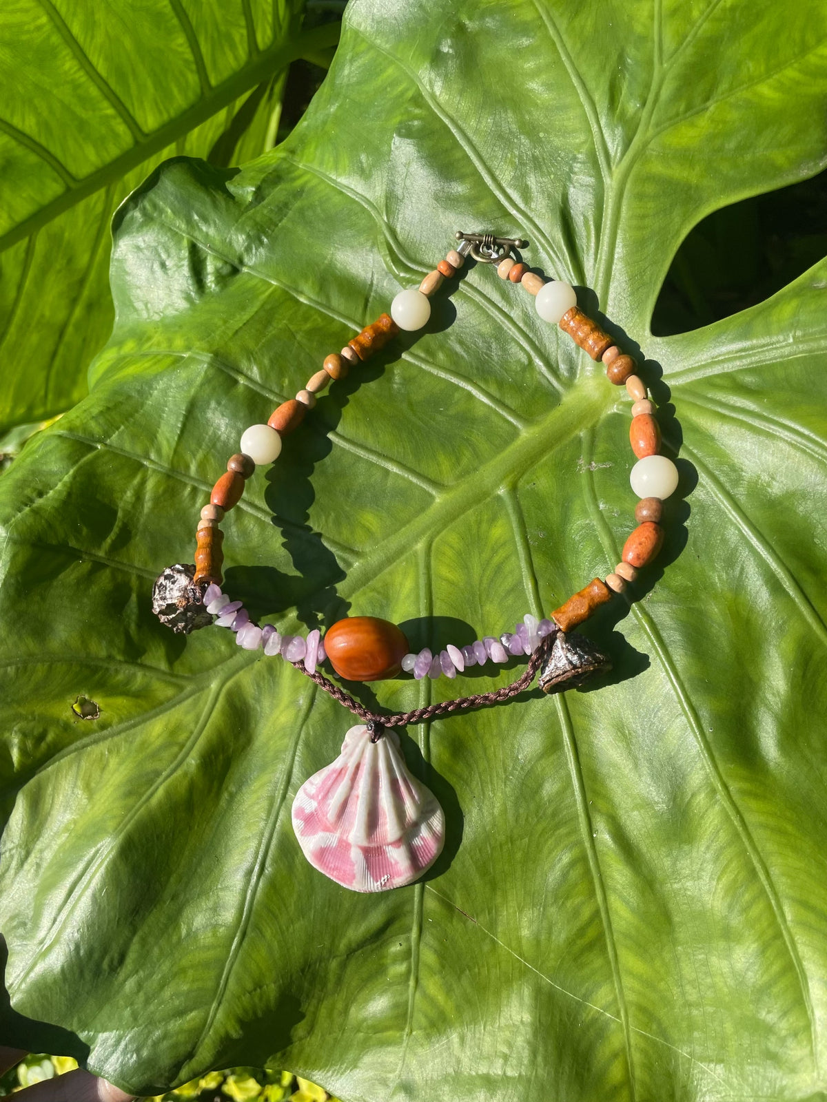 Collana Choker Artigianale con Conchiglia, Frutta e Fluorite