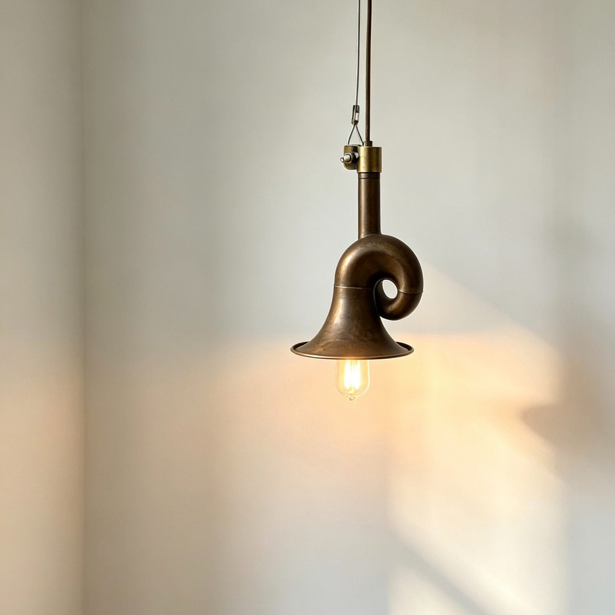 Vintage Metal Horn Pendant Light