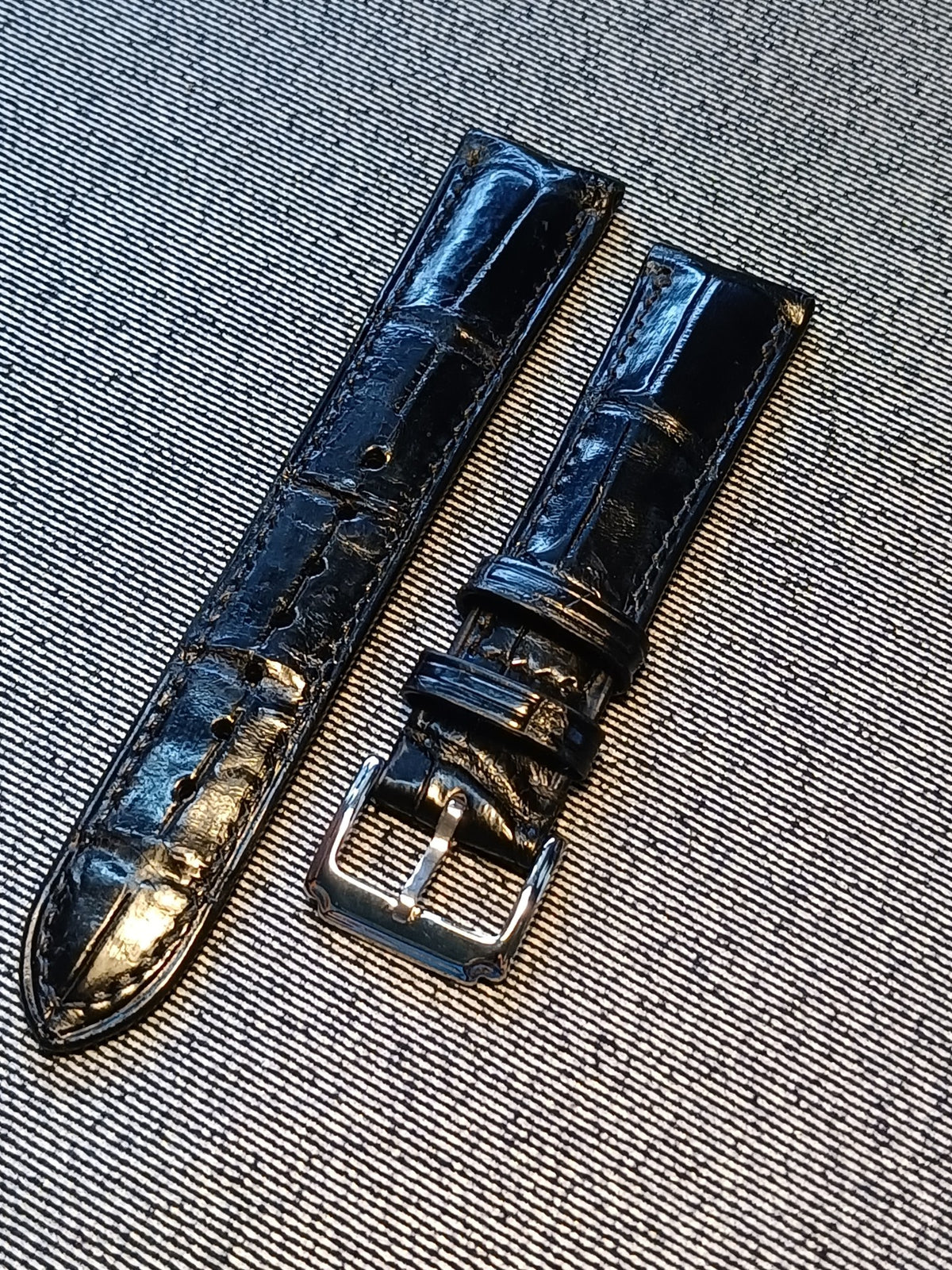 Handmade Crocodile Leather Watch Strap Black