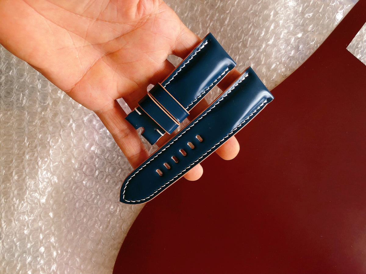 Handcrafted Navy Cordovan Watch Strap Set
