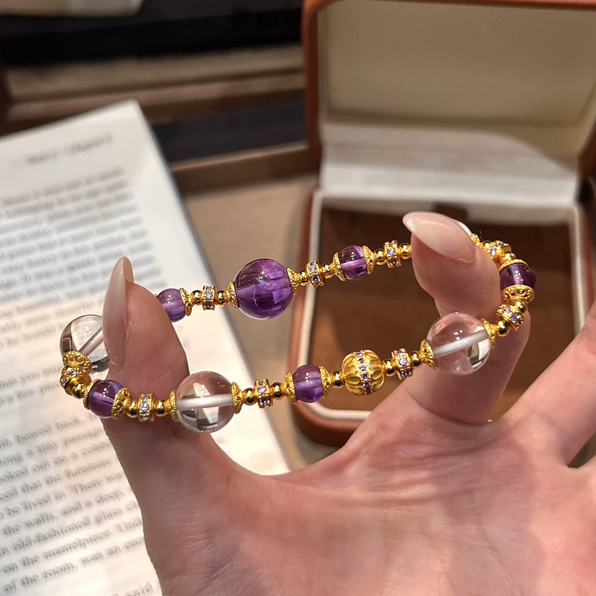 Amethyst Bergquarz Perlenarmband