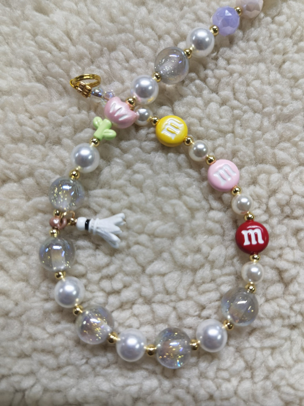 Handmade Beaded Badminton Phone Charm
