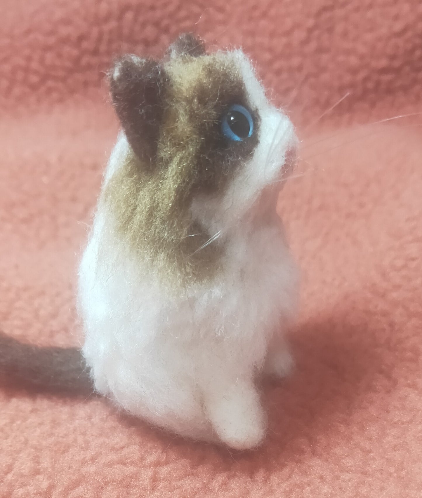 Miniature Wool Felt Cat Plush Toy, 7cm Seated Figure
