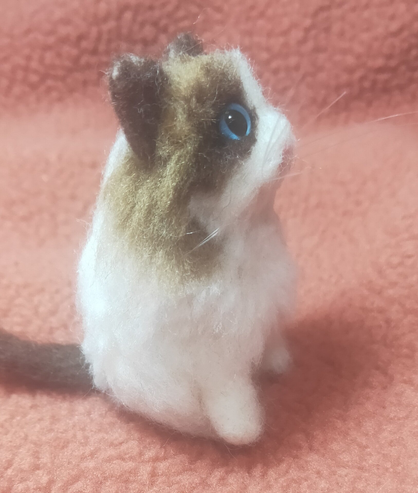 Miniature Wool Felt Cat Plush Toy, 7cm Seated Figure
