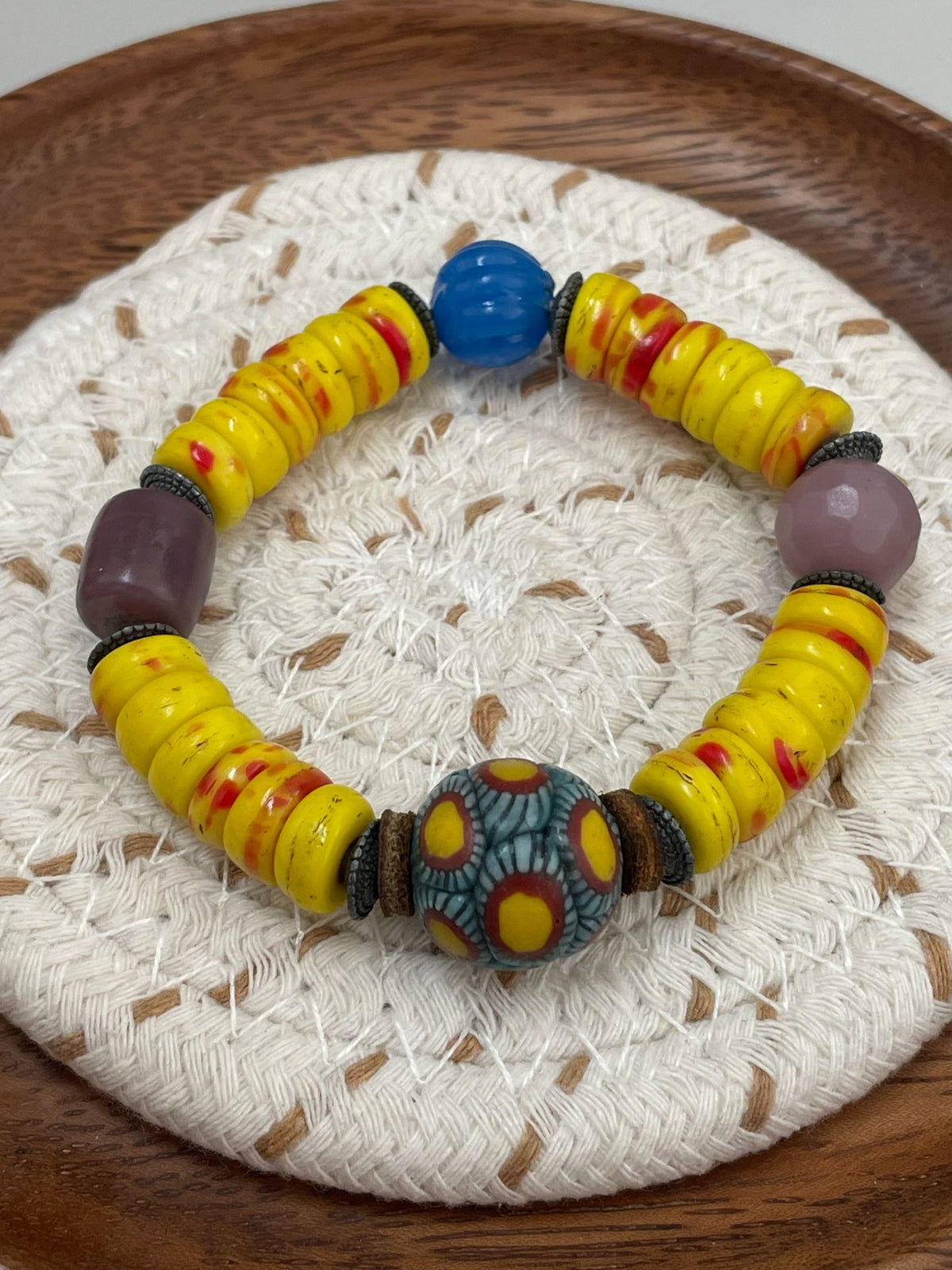 Handcrafted Glass Eye Bead Bracelet