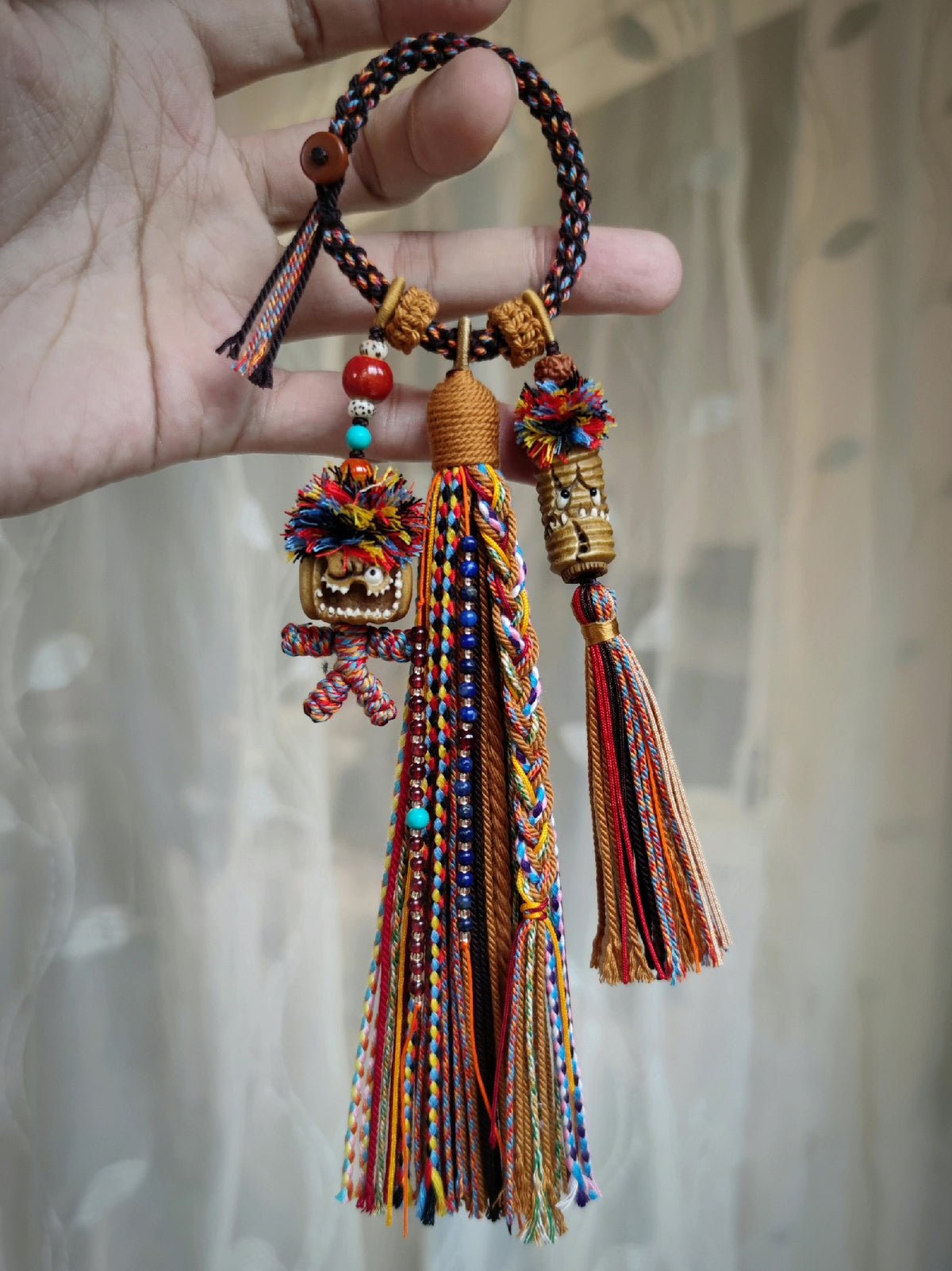 Carved Pumpkin Wood Tassel Hanging Ornament