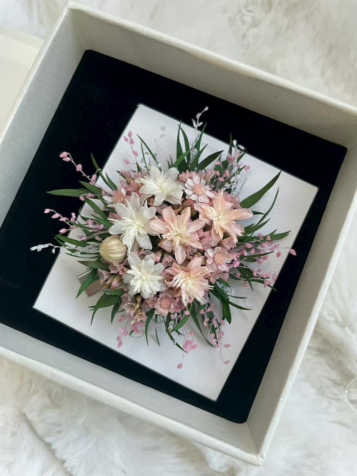 Preserved Flower Hair Clip Pink Blue