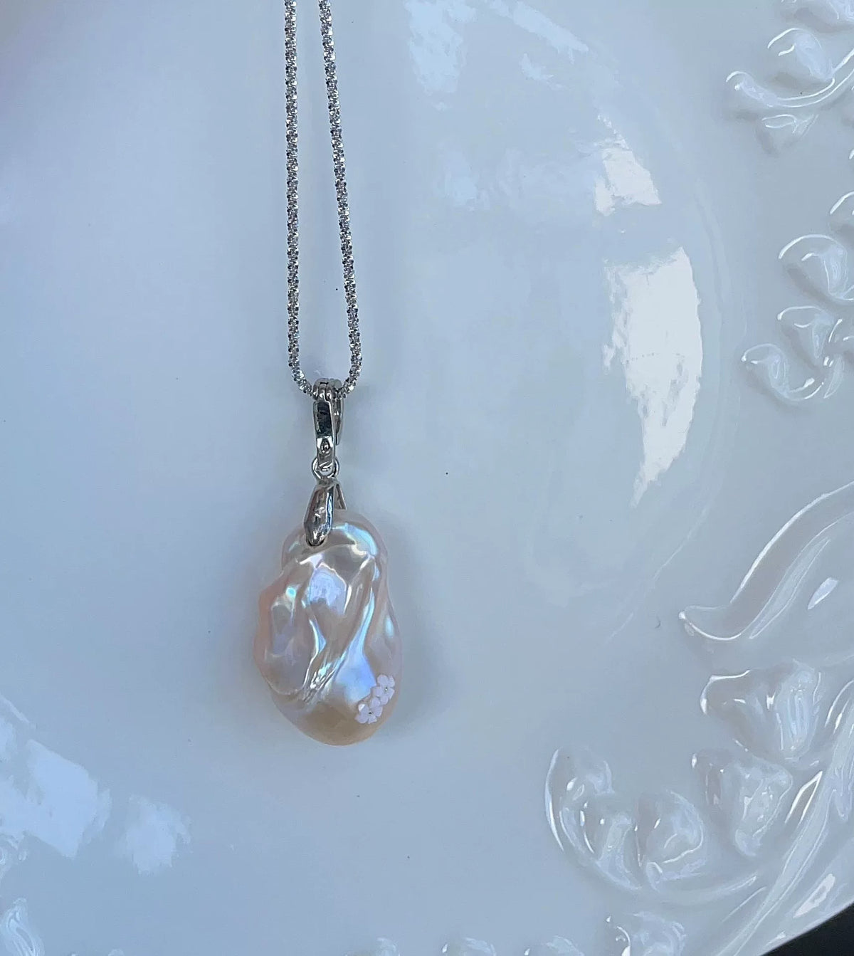 Creamy Pink Baroque Pearl Pendant