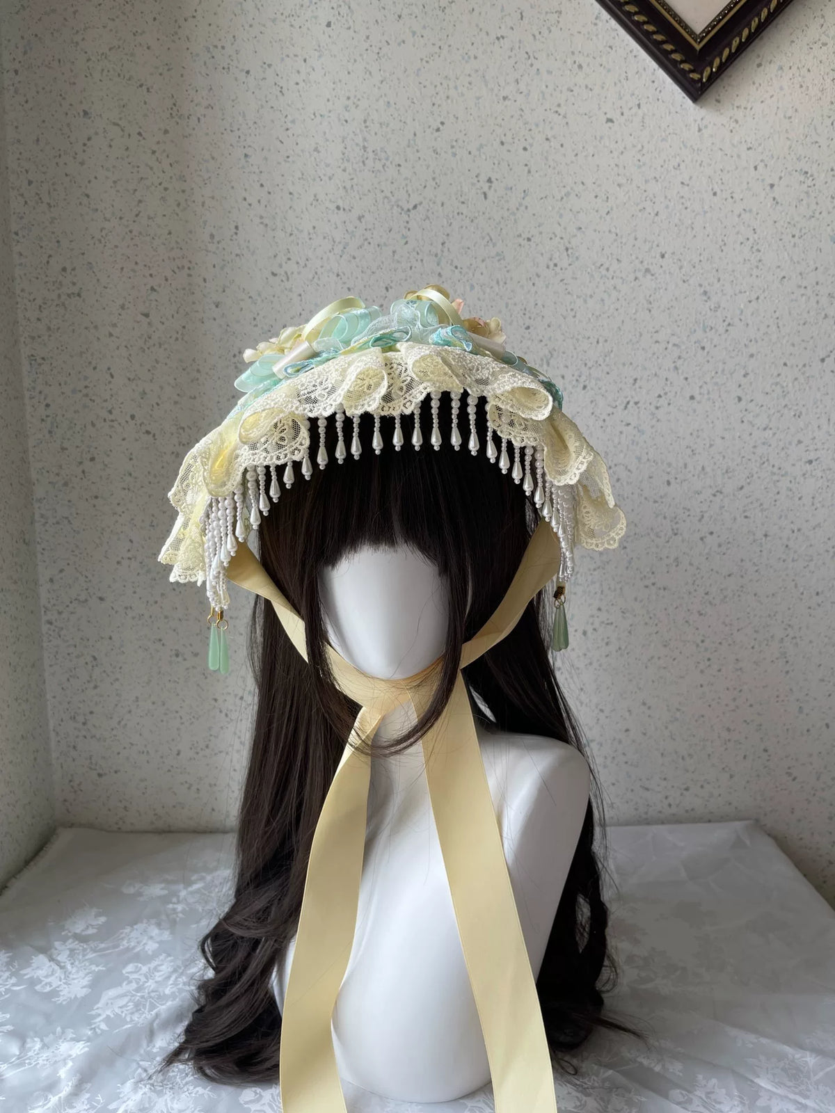 Handgakte Lolita Lace Flat Bonnet Hoed