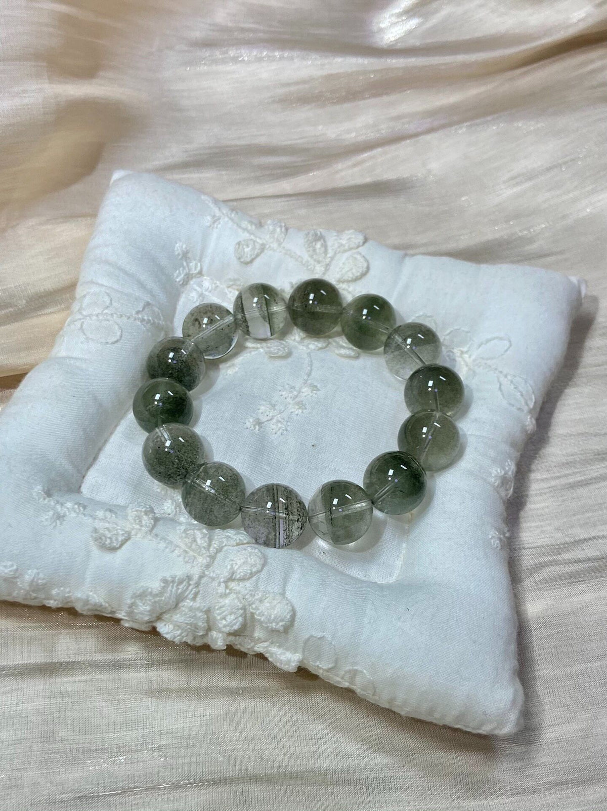 Natural Green Phantom Quartz 14mm Bracelet
