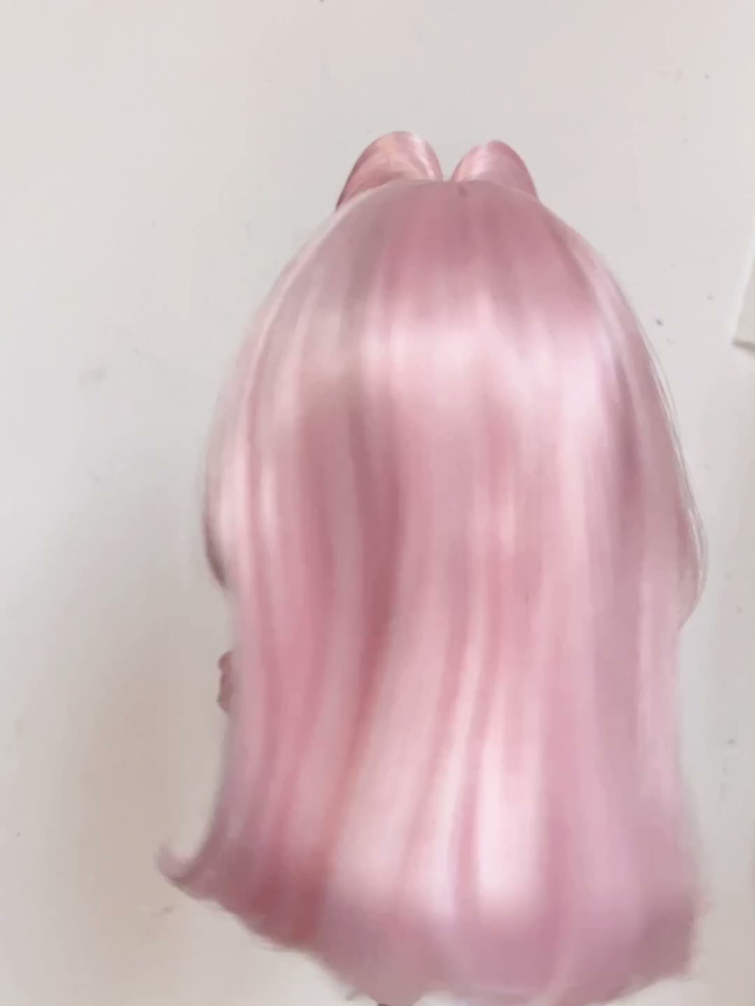 Pastel Pink Gradient Doll Wig with Waves