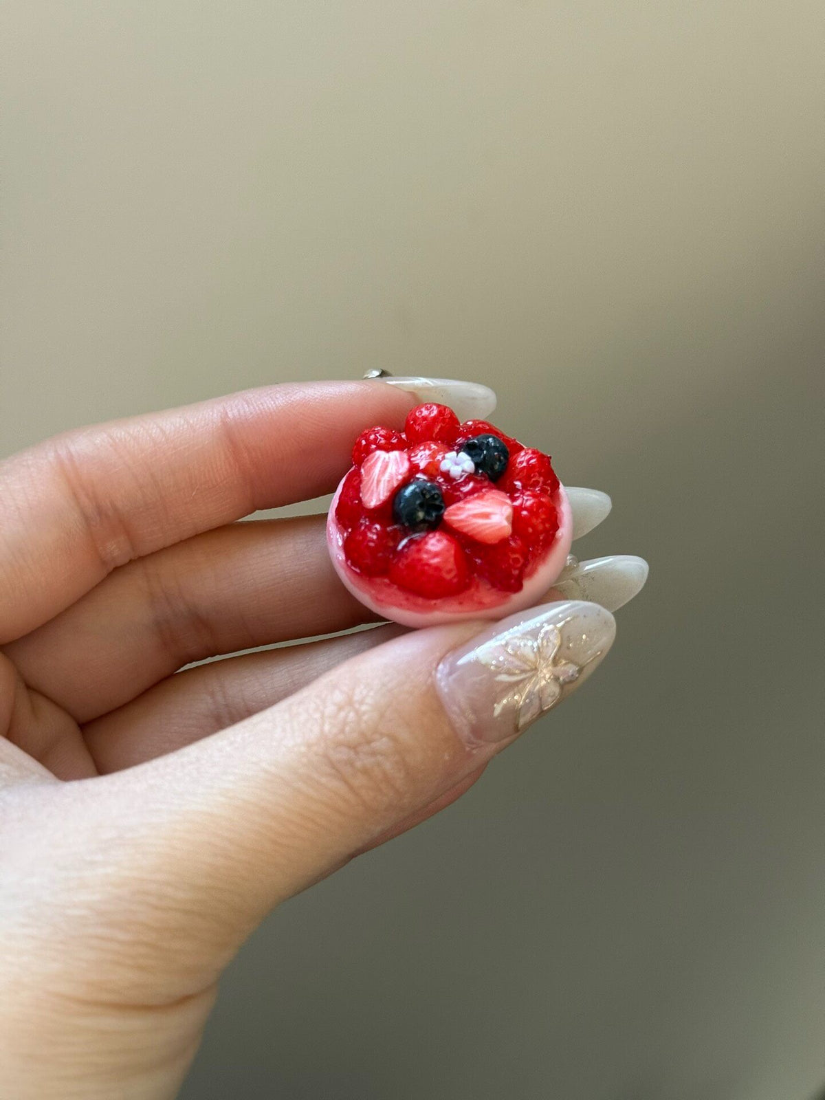 Miniature Fruit Tart Charm 27mm