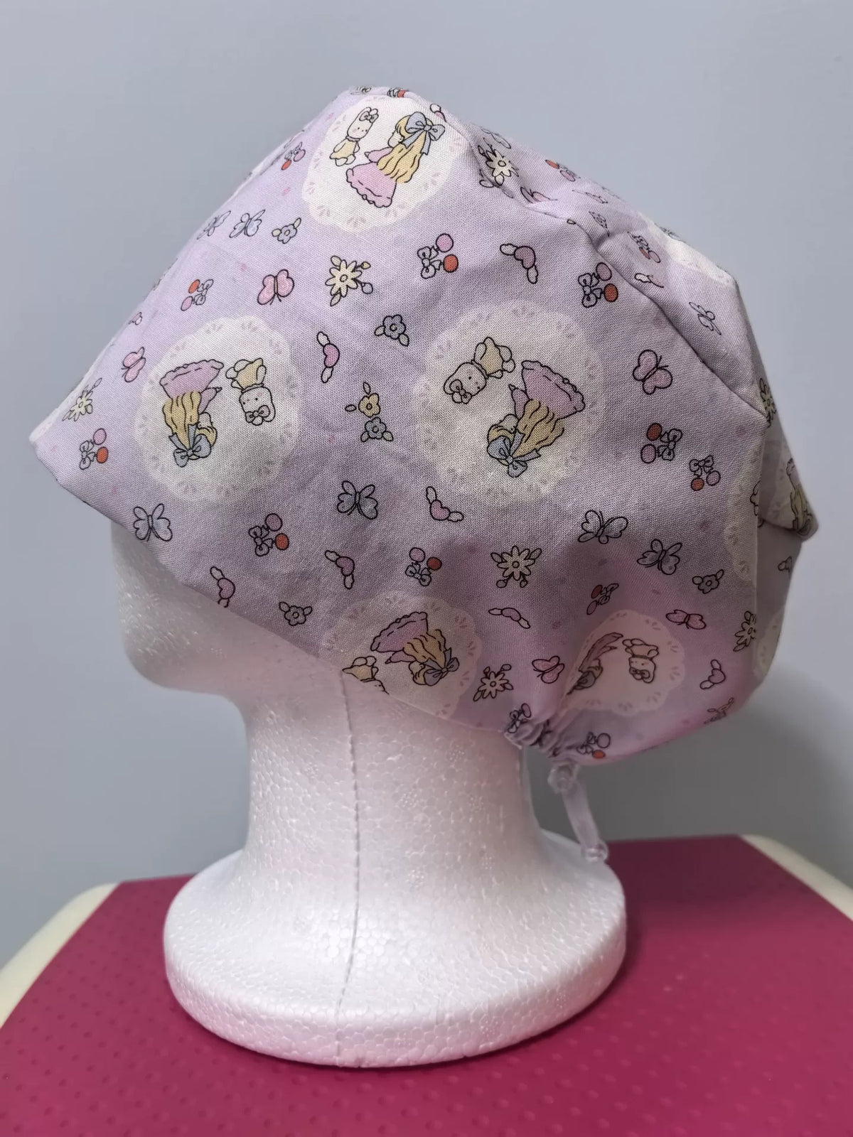 Cuffia chirurgica in cotone a doppio strato rosa
