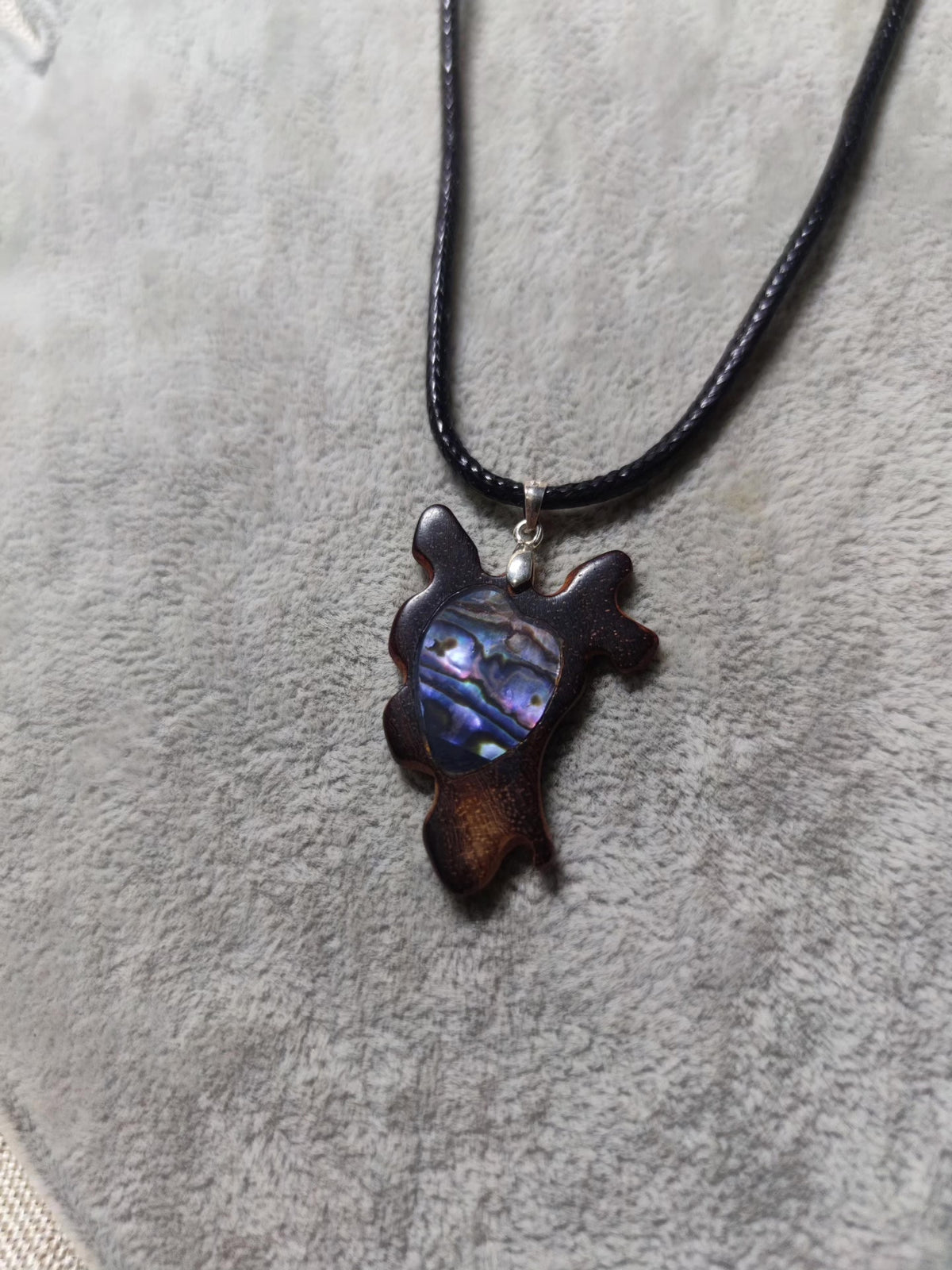 Red Sandalwood Abalone Amoeba Pendant