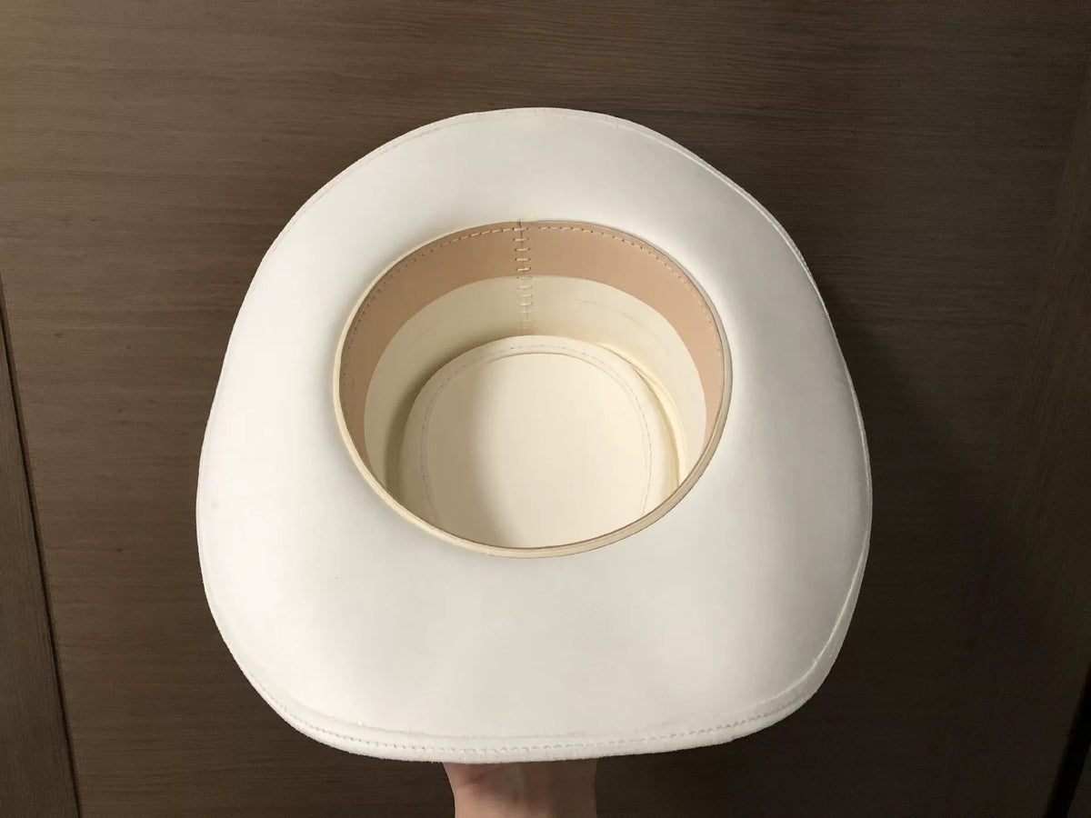 White Suede Hand Stitched Cowboy Hat