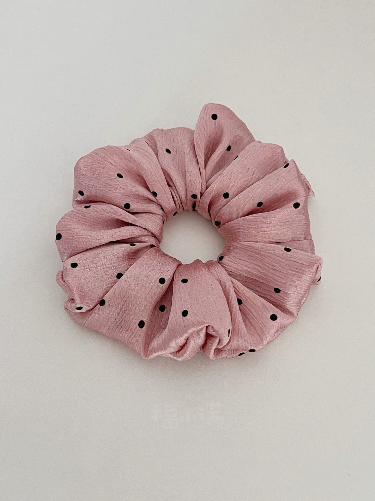 Ruffled Satin Polka Dot Scrunchie