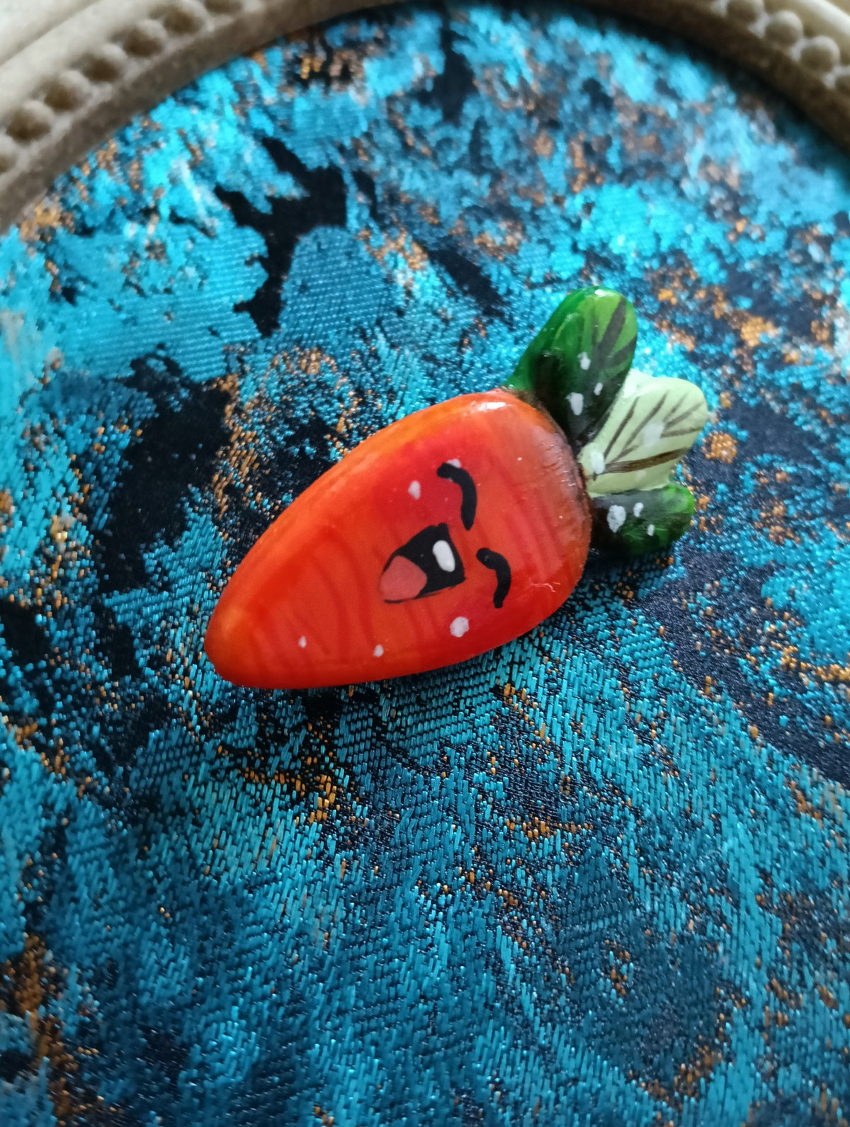 Smiling Carrot Clay Brooch