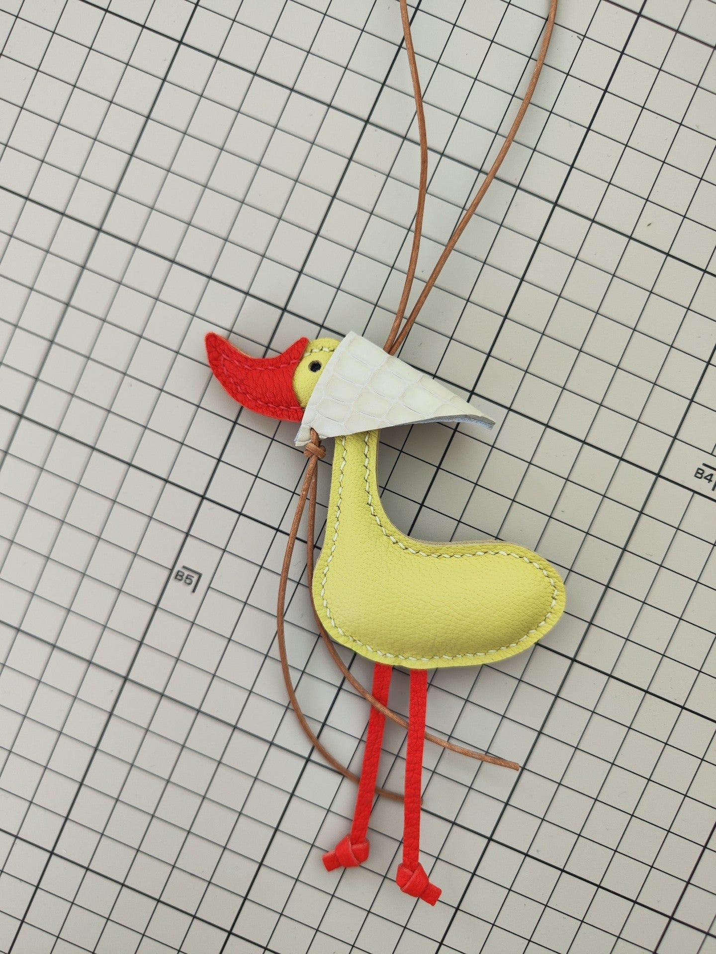 Handmade Leather Lucky Duck Keychain Bag Charm