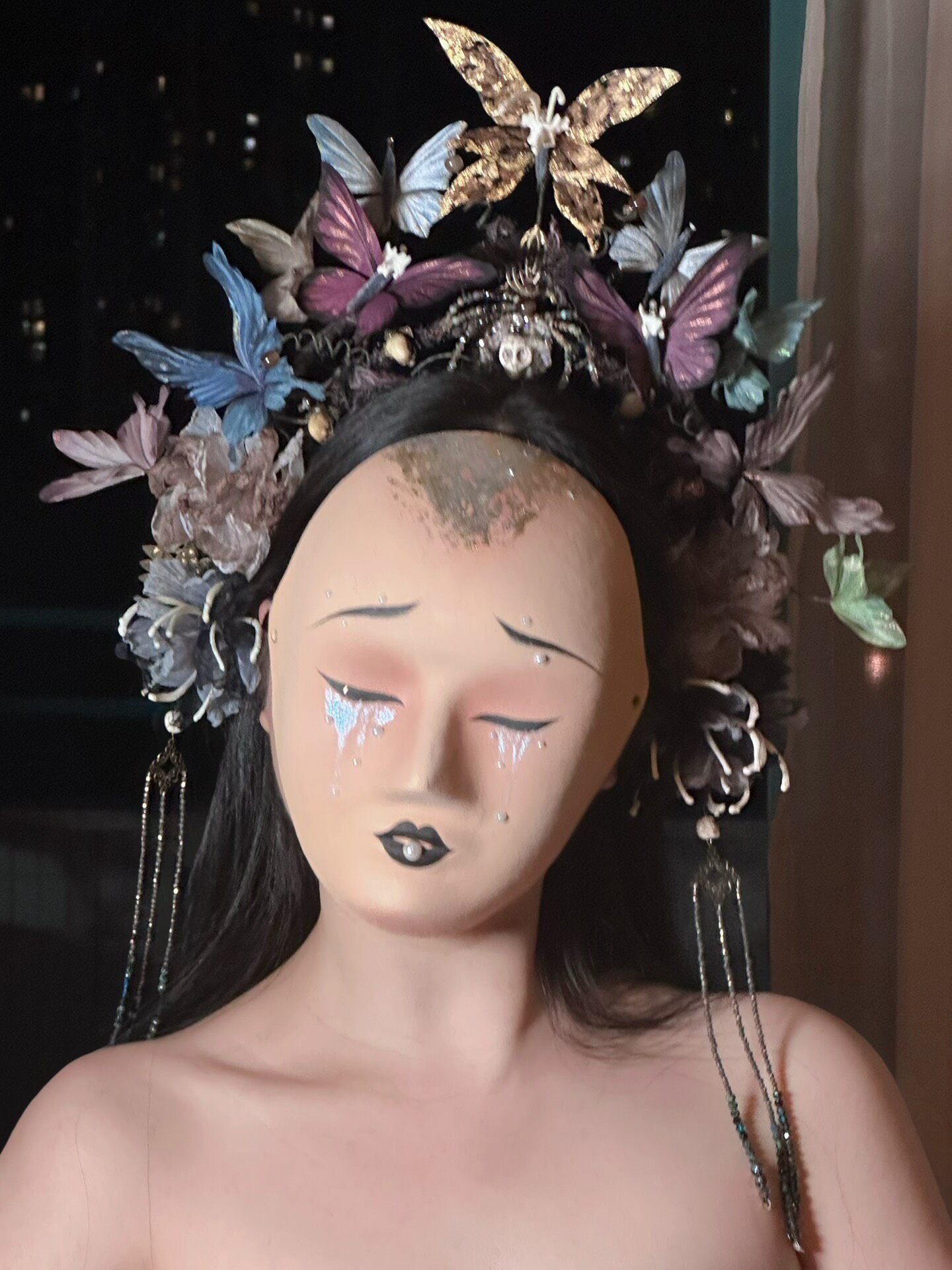 VIC Custom Silk Qing Dynasty Butterfly and Floral Headpiece