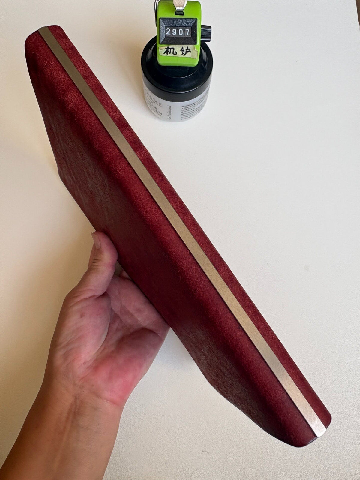 Handmade A5 Leather Ring Binder Wine Red