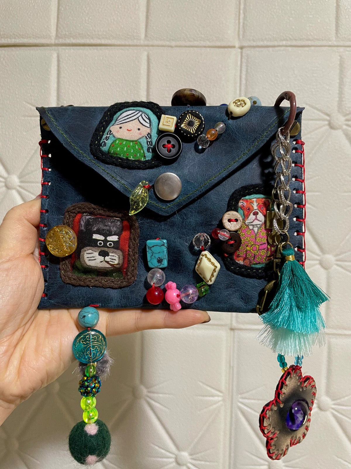 Dark Green Oil Wax Leather Card Pouch