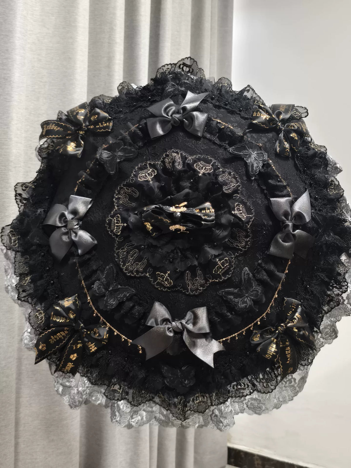 Handmade Black Gold Lolita Cake Umbrella