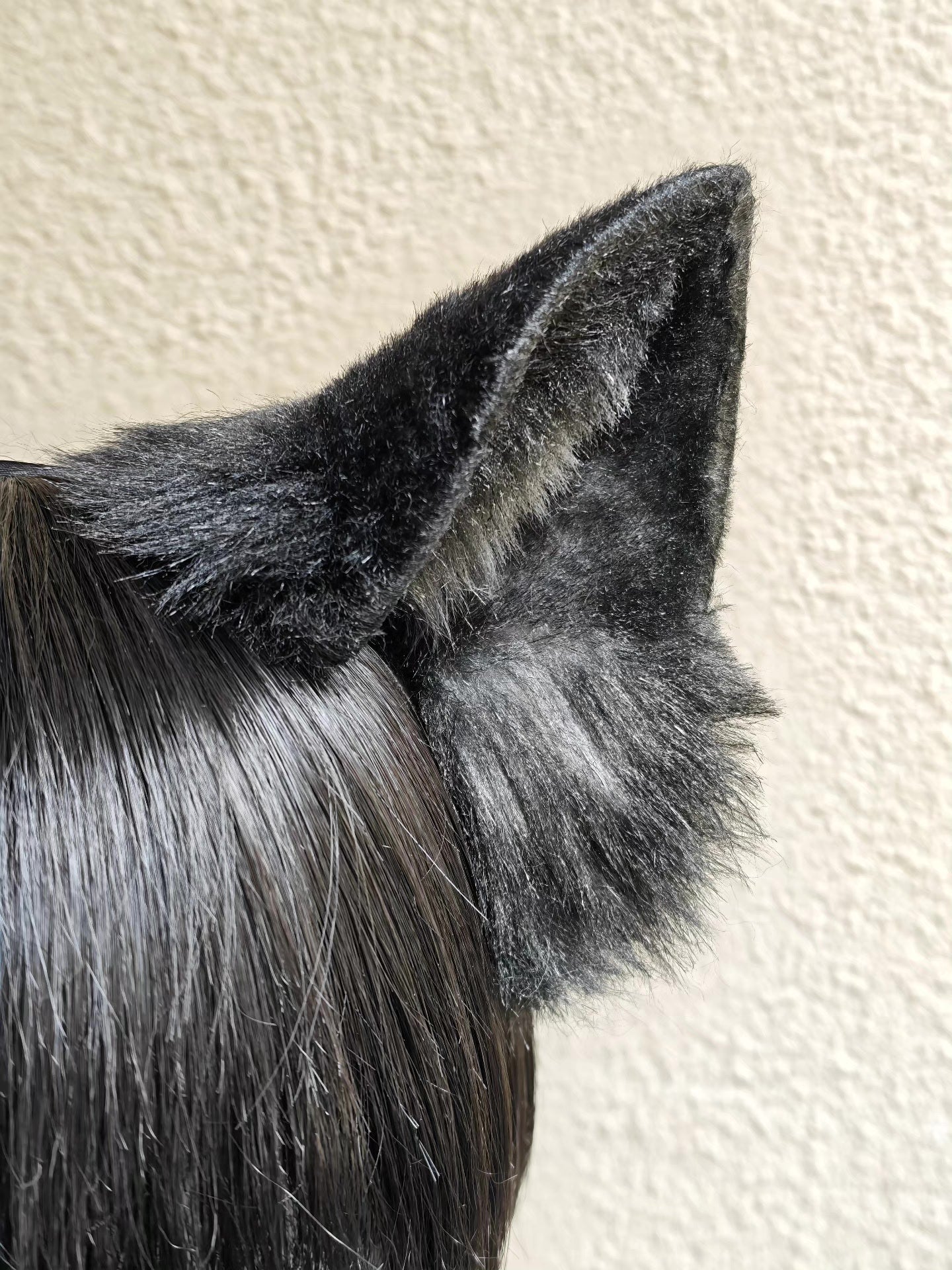 Black and Gray Wolf Ear Headpiece for Cosplay
