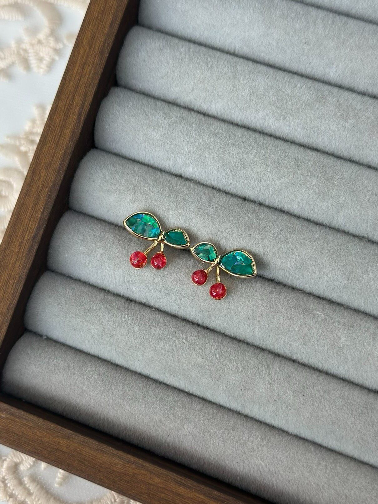 Cherry Intangible Cultural Heritage Shell Inlay Earrings