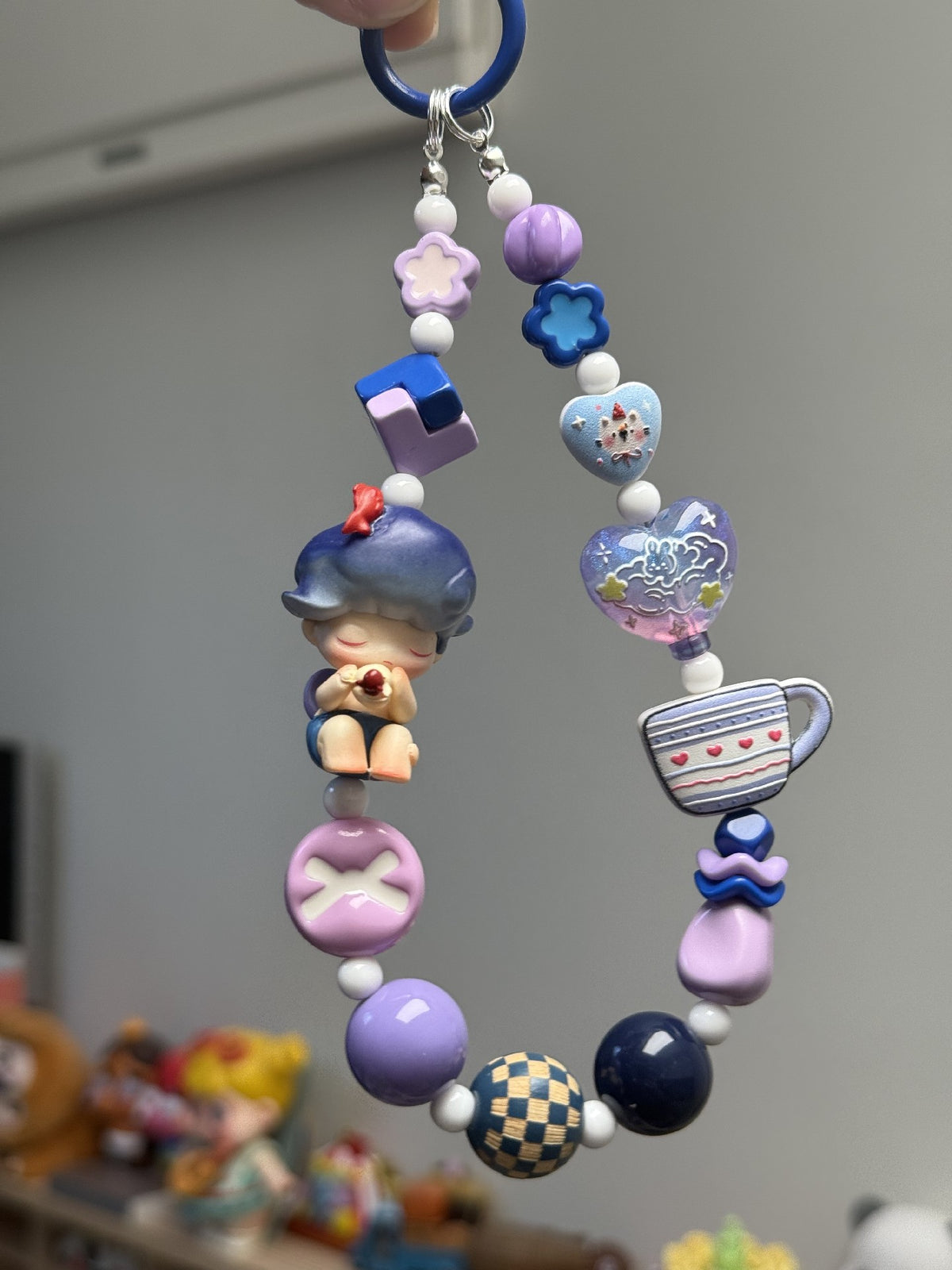Sleeping Figure Beaded Phone Strap Charm