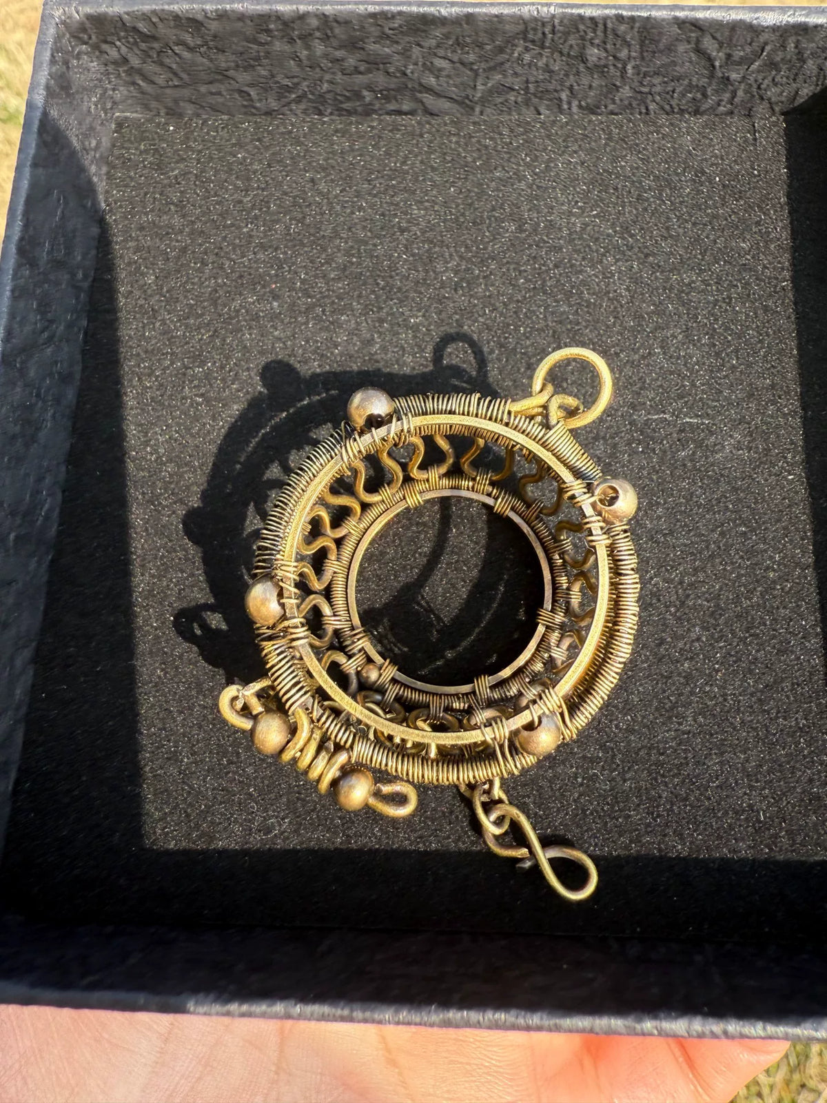 Wire Wrapped Brass Cage Pendant for Bead