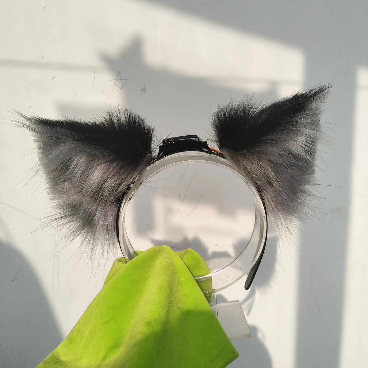 Motorized Cat Ears with Dark Gray Fur