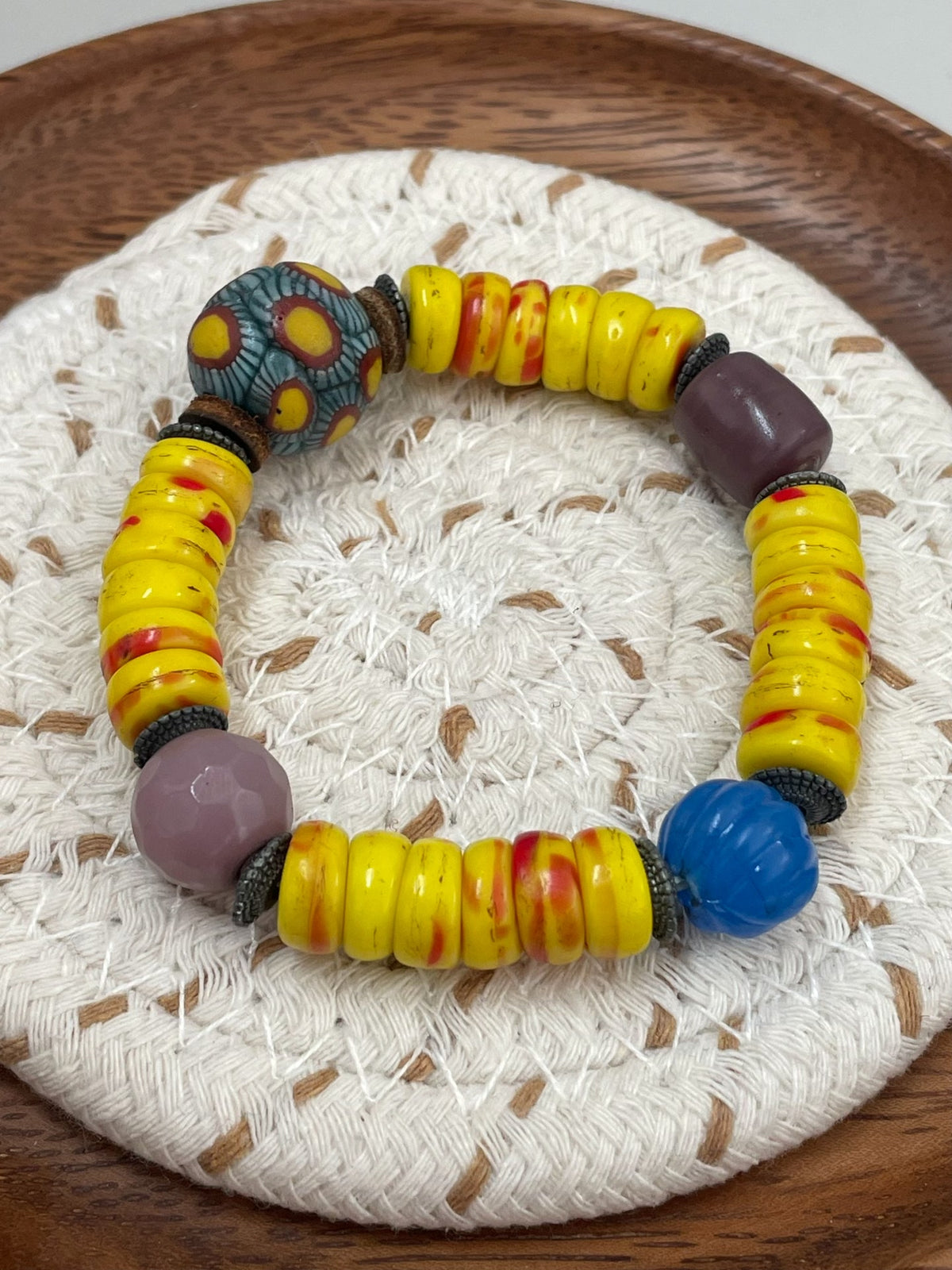 Handcrafted Glass Eye Bead Bracelet