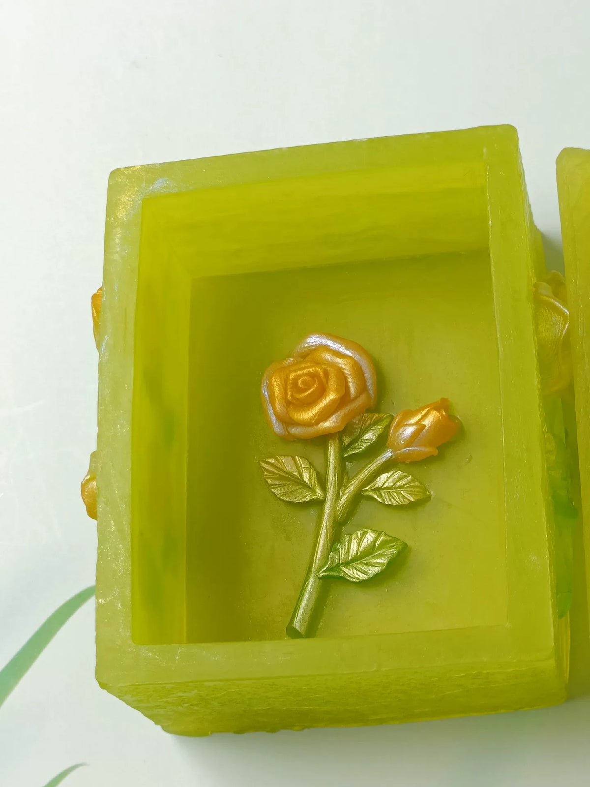 Translucent Rose Relief Jewelry Box