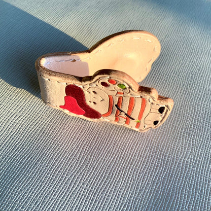 Handcrafted Leather Magnetic Bookmark with Artist Character Design