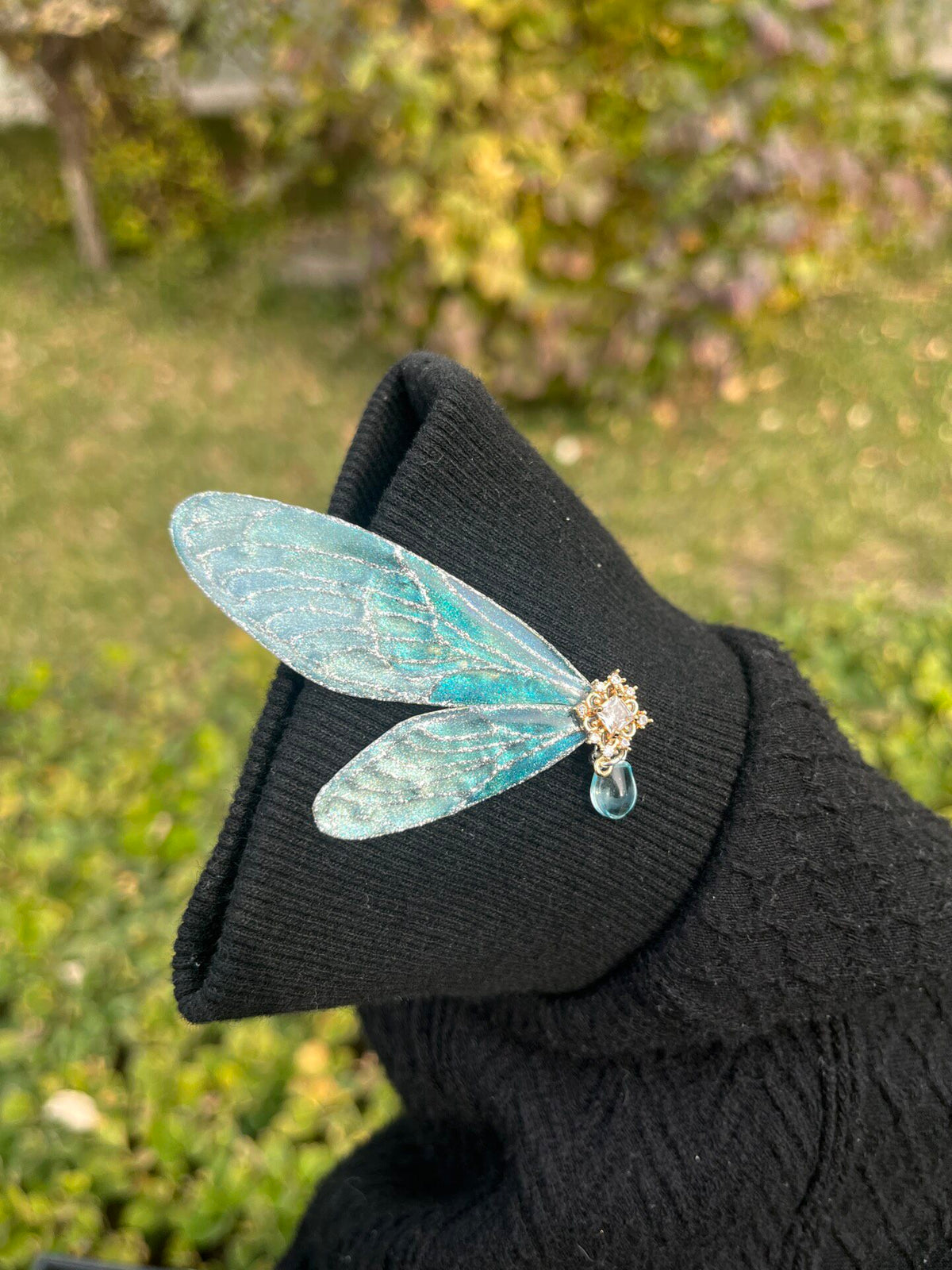 Iridescent Cicada Wing Ear Cuff Hair Clip Pair