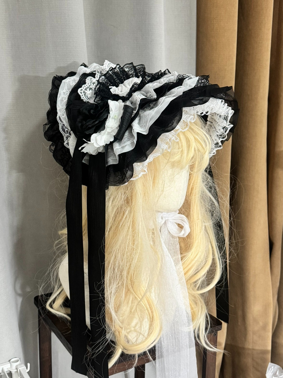 Handmade Gothic Lolita Lace Bonnet Headpiece