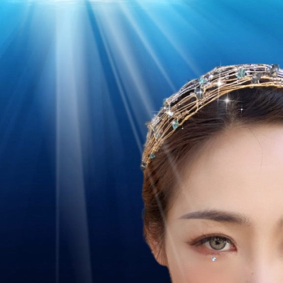 Crystal Blue Princess Headband Hair Accessory