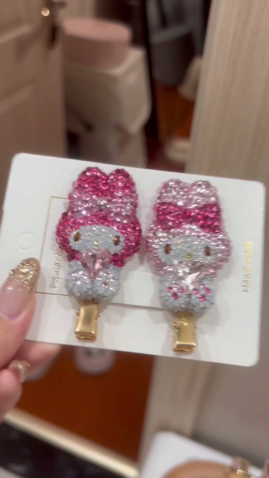 Crystal Rhinestone My Melody Heart Hair Clips