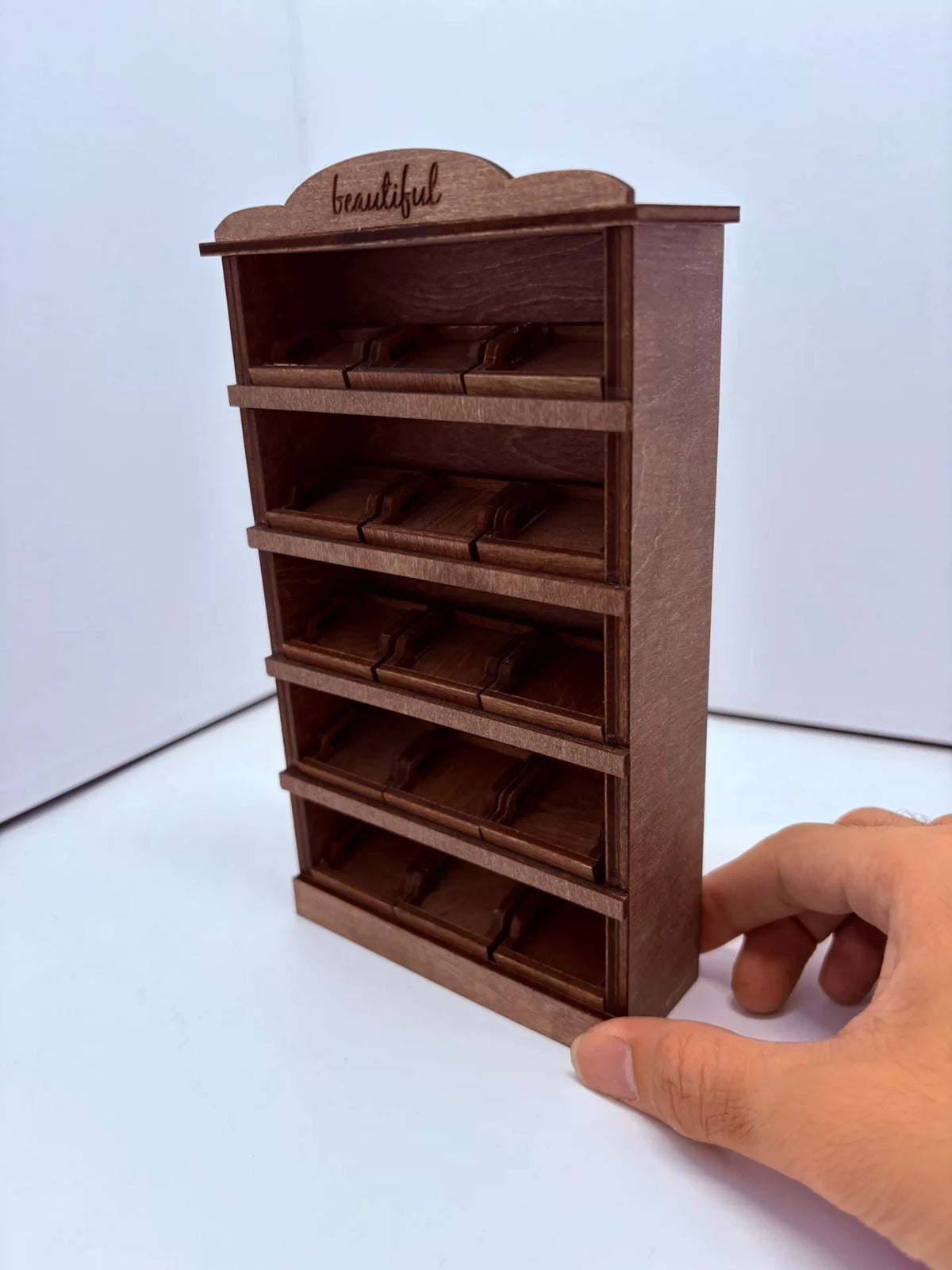 Houten Miniatuur Displaykast met Vijf Planken