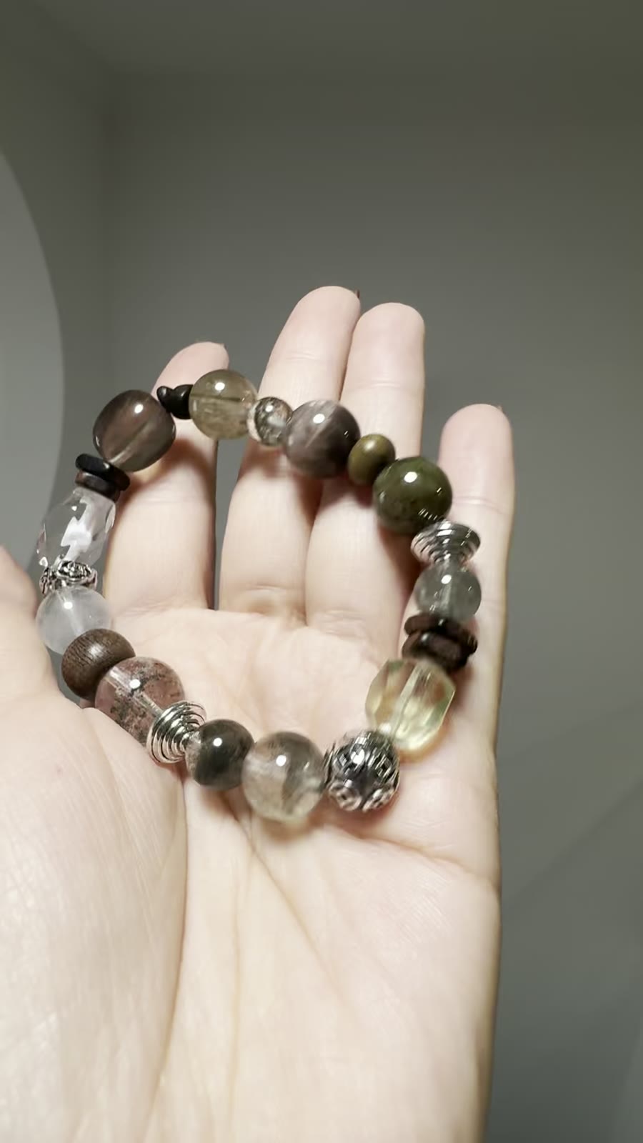 Groene fantoomkwarts kralenarmband