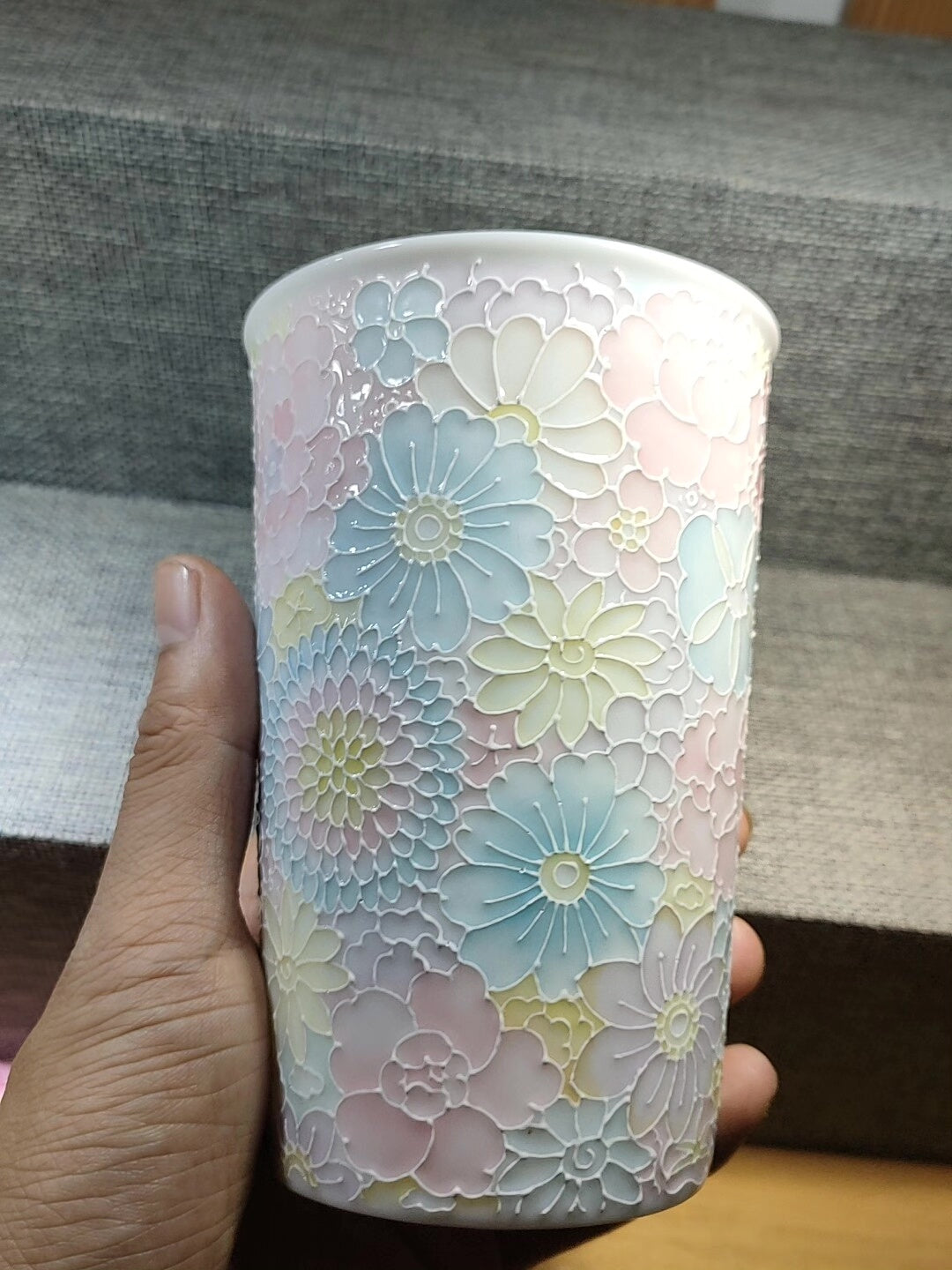 Jingdezhen Hand Painted Floral Porcelain Tall Mug