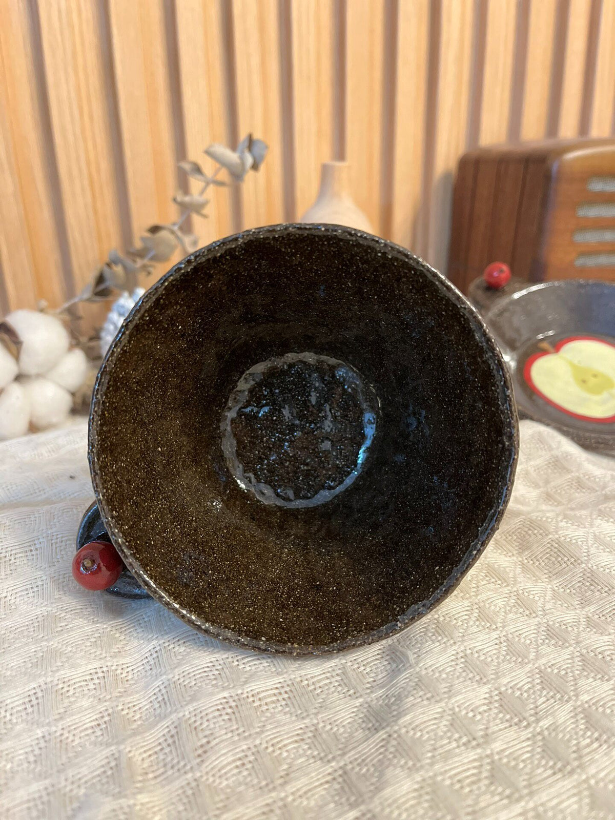 Handmade Black Ceramic Apple Coffee Cup