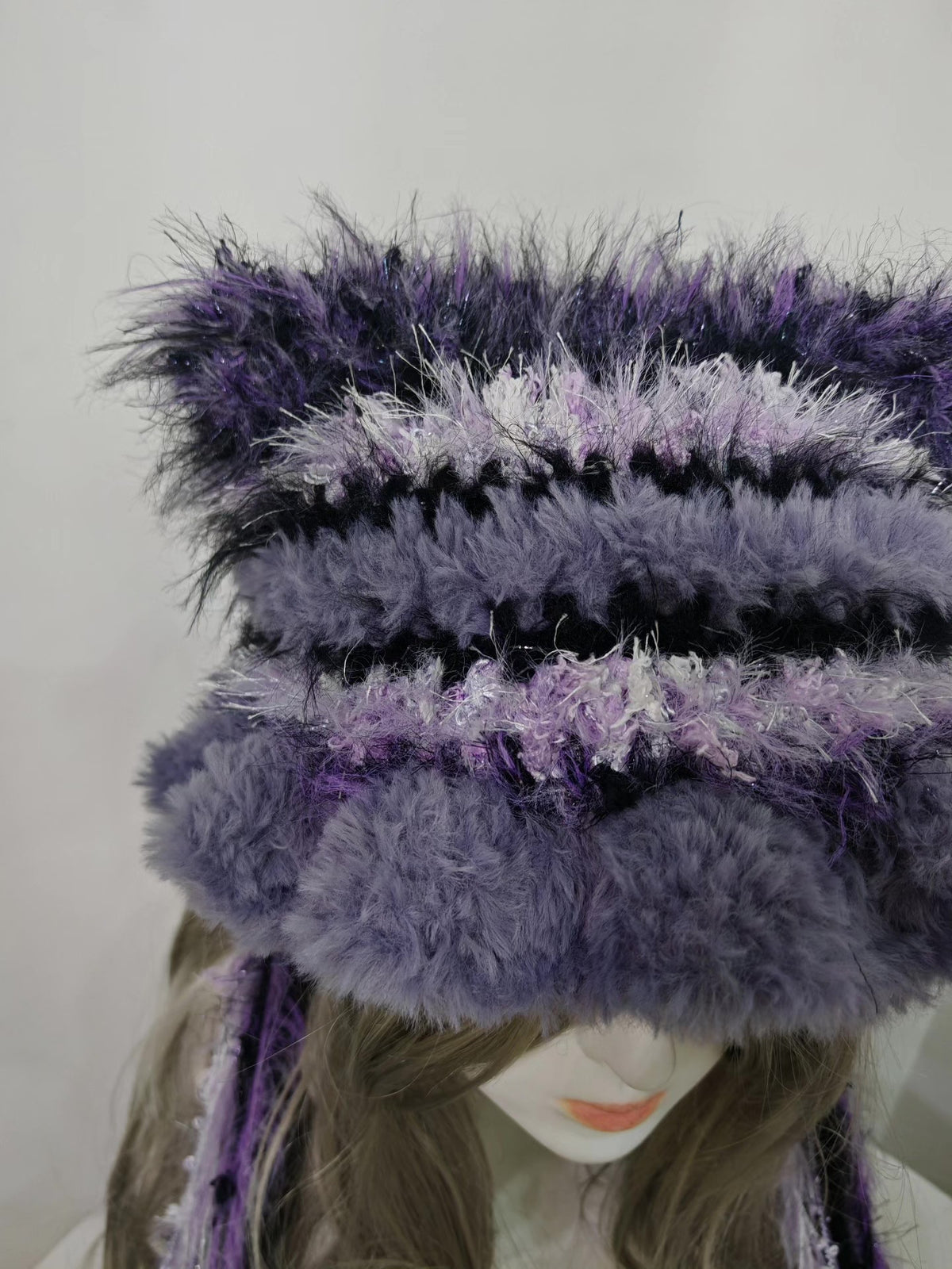 Kuromi Cat Ear Hat Black Purple Gradient
