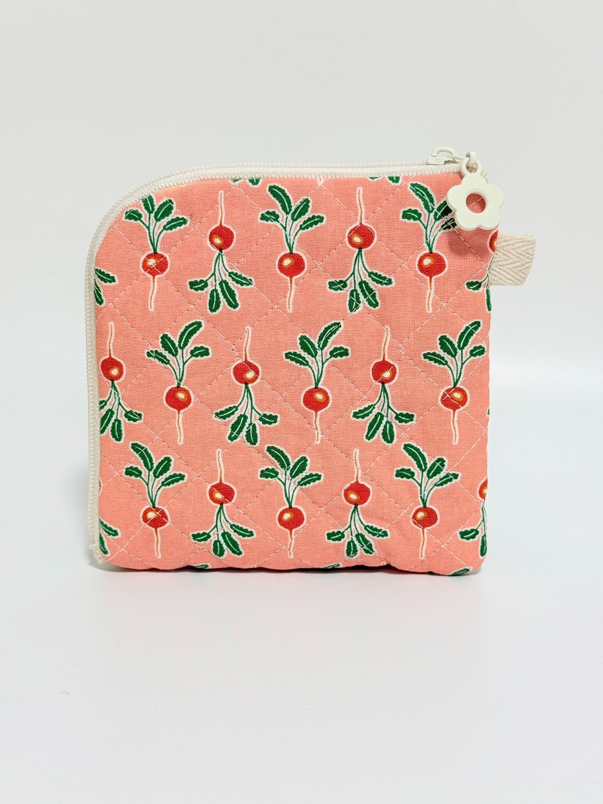 Quilted Radish Pouch with Zipper Closure