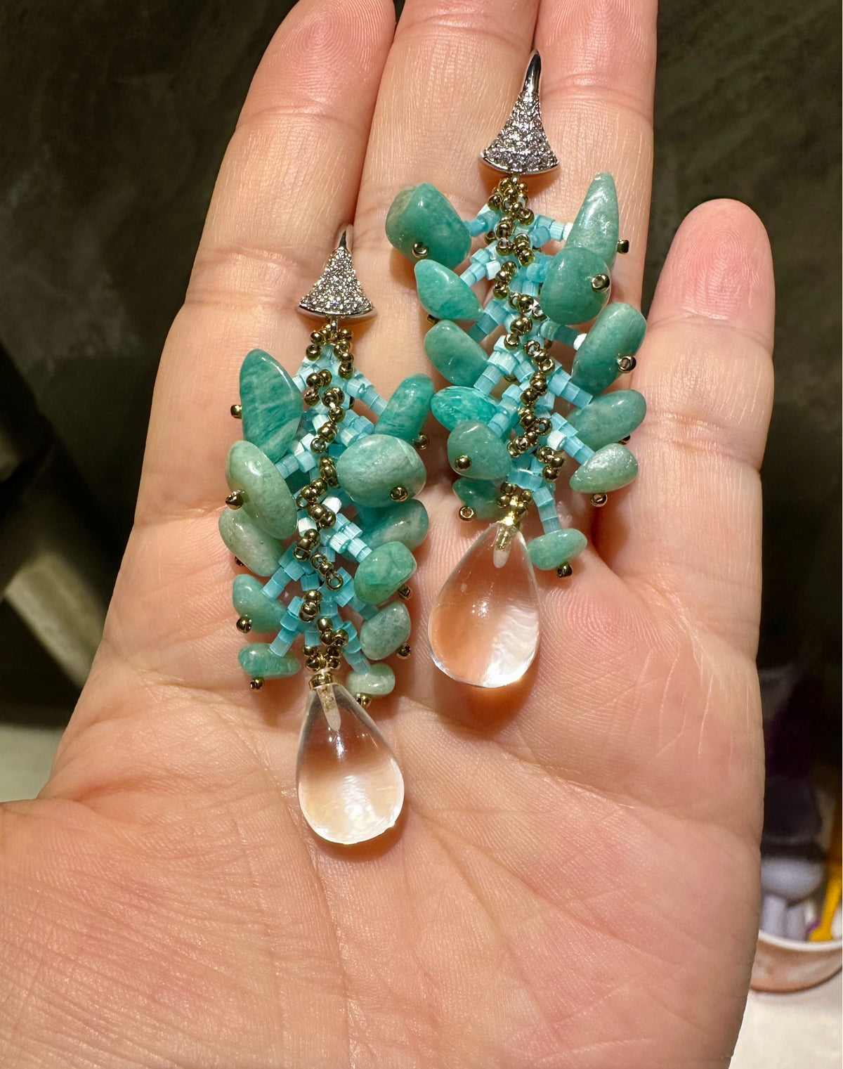 Amazonite Crystal Drop Earrings