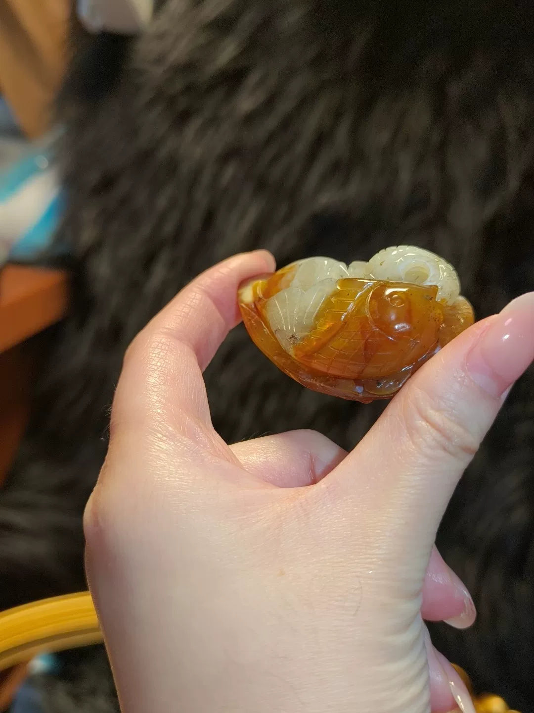 天然岫玉 魚躍龍門 手把件