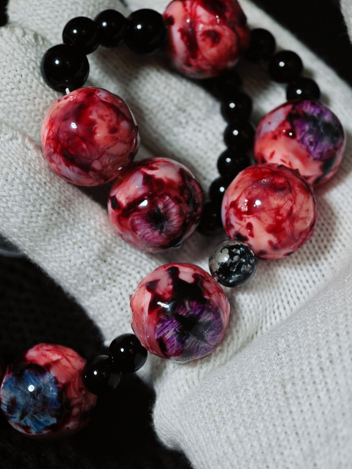 Cthulhu Obsidian Eye Bead Bracelet