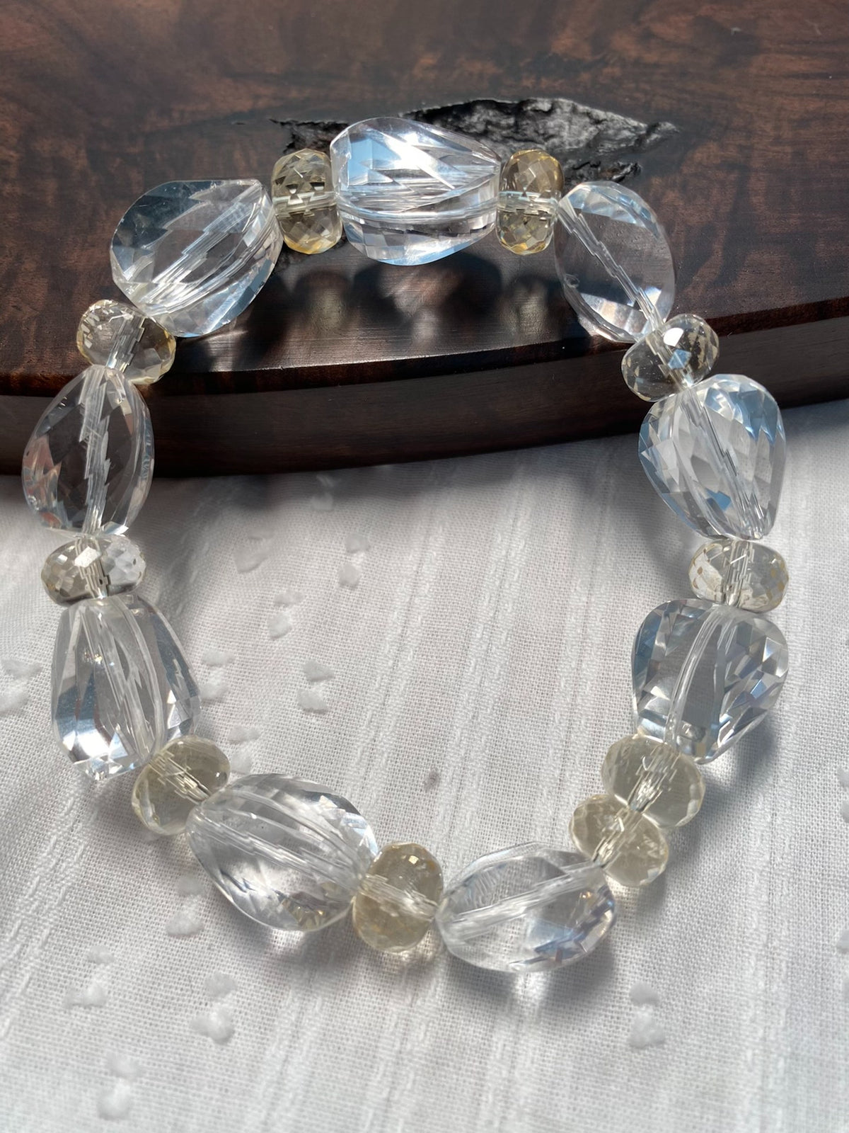 Clear Quartz Citrine Faceted Crystal Bracelet